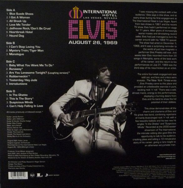 Elvis Presley - Live At The International Hotel, Las Vegas NV August 26, 1969 Live Vinyl 2LP (Used)