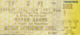 Bryan Adams - 1997 Brisbane Australia Vintage Ticket