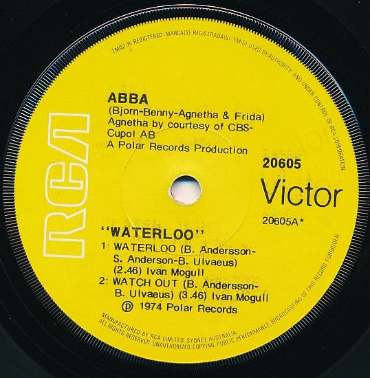 ABBA - Waterloo / Watch Out / Ring Ring / Rock 'N Roll Band 7" Vinyl EP (Used)