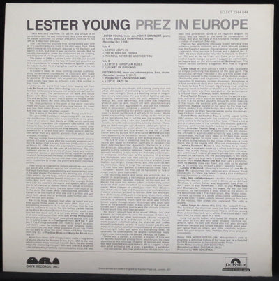 Lester Young - Prez In Europe Vinyl LP (Used)