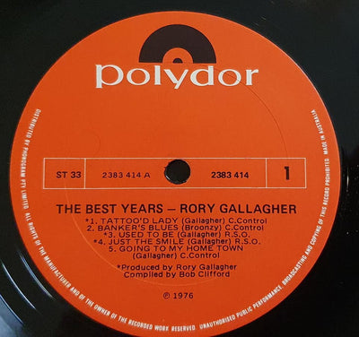 Rory Gallagher - The Best Years Vinyl LP (Used)