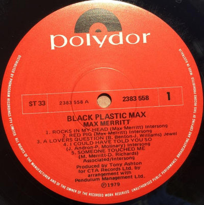 Max Merritt - Black Plastic Max Vinyl LP (Used)