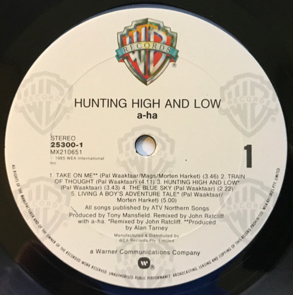 A-Ha - Hunting High And Low Vinyl LP (Used)
