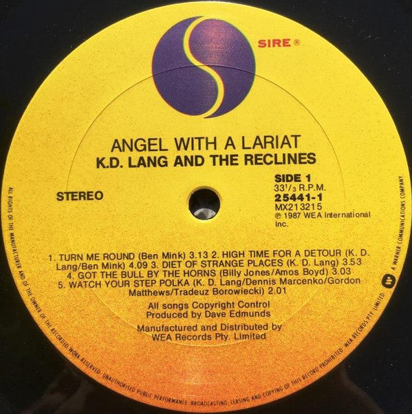K.D. Lang & Reclines - Angel With A Lariat Vinyl LP (Used)