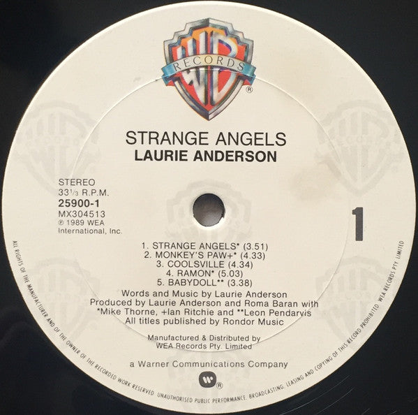 Laurie Anderson - Strange Angels Vinyl LP (Used)