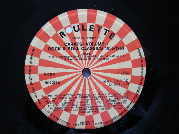 Various Artists - 14 Carats Volume 1 Rock & Roll Classics 1956-1963 Vinyl LP (Used)