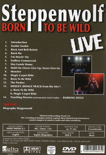 Steppenwolf – Born To Be Wild Live DVD