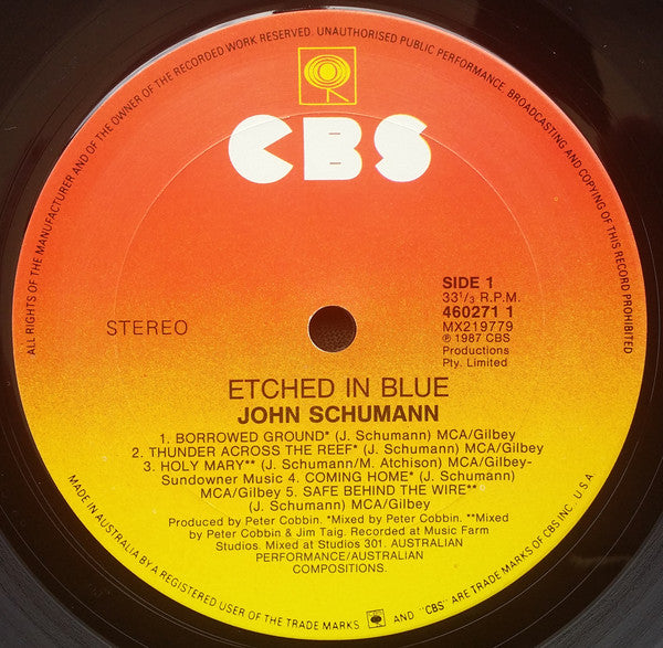 John Schumann - Etched In Blue Vinyl LP (Used)