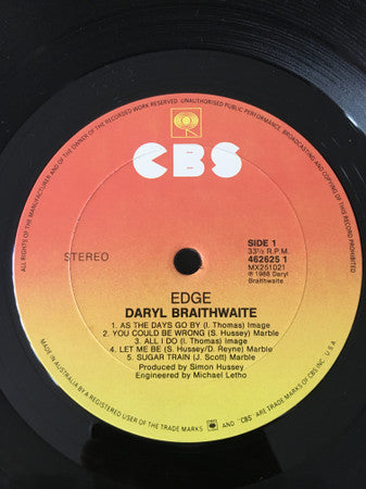Daryl Braithwaite - Edge Vinyl LP (Used)