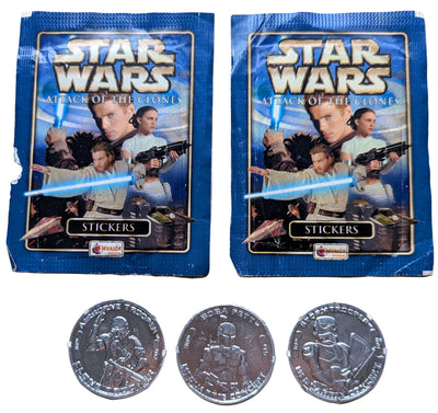 Star Wars - Attack Of The Clones, A New Hope, Revenge Of The Sith Misc Pack - Stickers & 30th Anniversary Coins