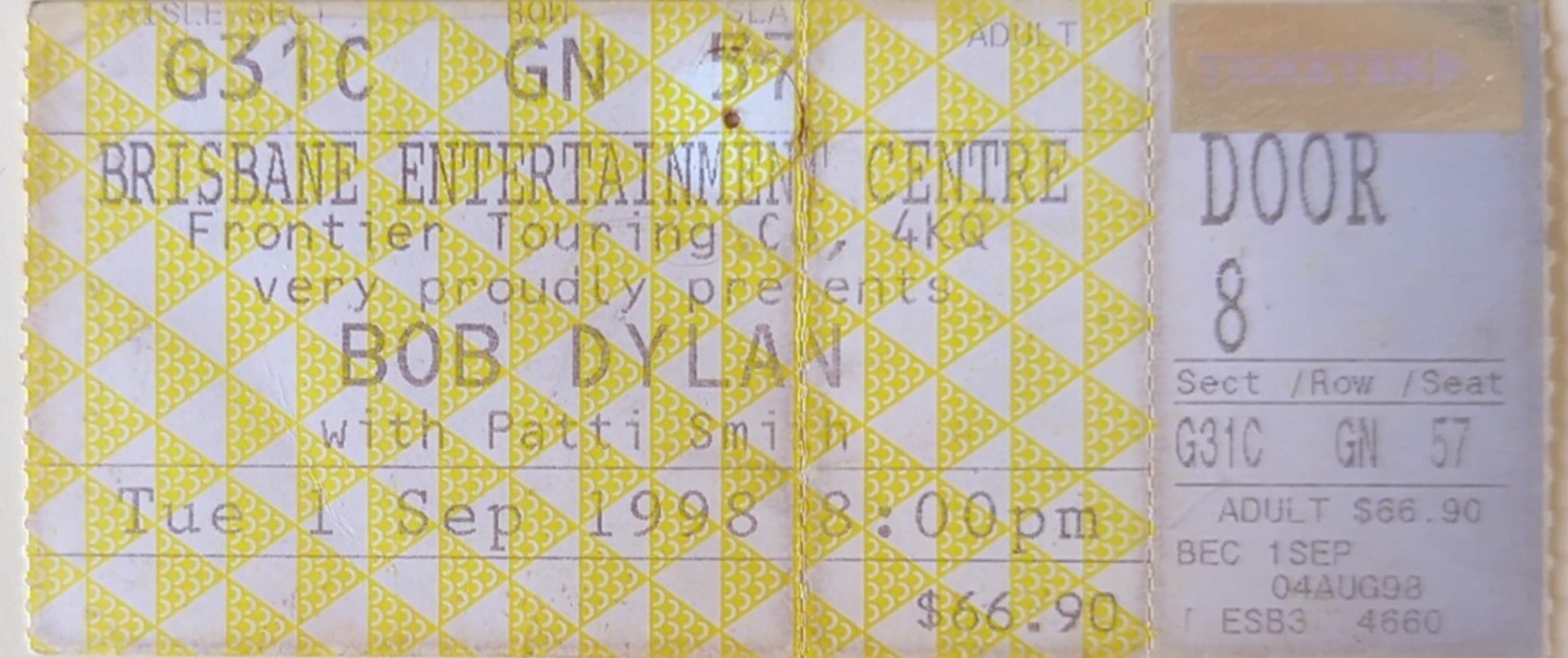 Bob Dylan - 1998 Original Vintage Concert Ticket