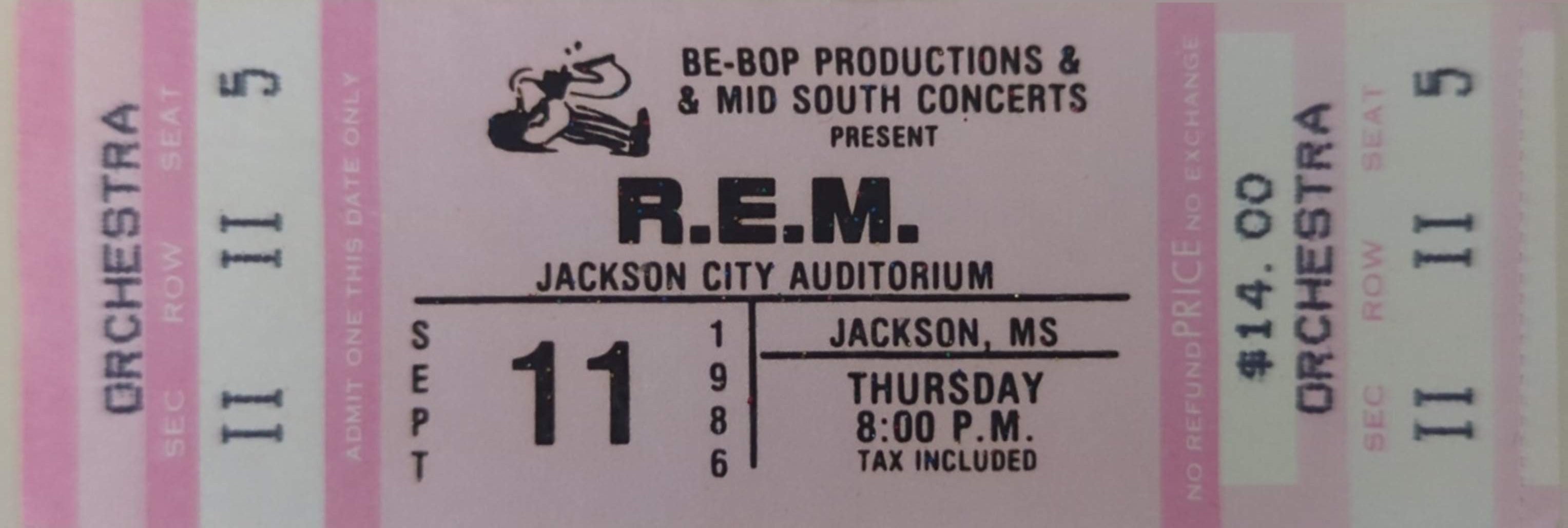 R.E.M. - 1986 Original Vintage Concert Ticket Row II Seat 5