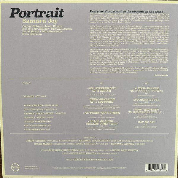 Samara Joy - Portrait Beige Opaque Coloured Vinyl LP (Used)