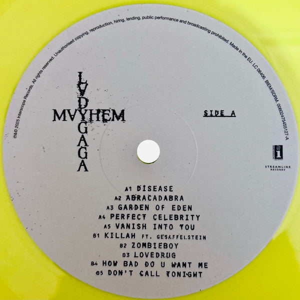 Lady Gaga - Mayhem Limited Edition Yellow Coloured Vinyl 2LP (Used)