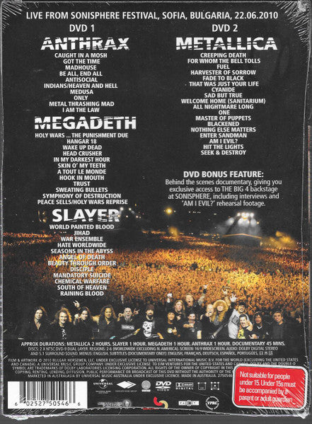 Metallica, Slayer, Megadeth & Anthrax - The Big 4: Live From Sofia, Bulgaria (Box Set) 2DVD