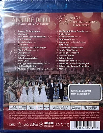 Andre Rieu – The Magic Of Maastricht: 30 Years Blu-Ray DVD (New)