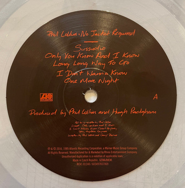 Phil Collins – No Jacket Required Crystal Clear Coloured Vinyl LP (Used)