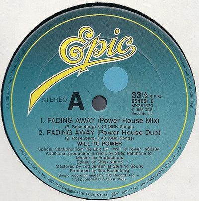 Will To Power - Fading Away Vinyl LP (Used)