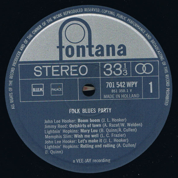 Various Artists - Folk Blues Party Vinyl LP (Used)