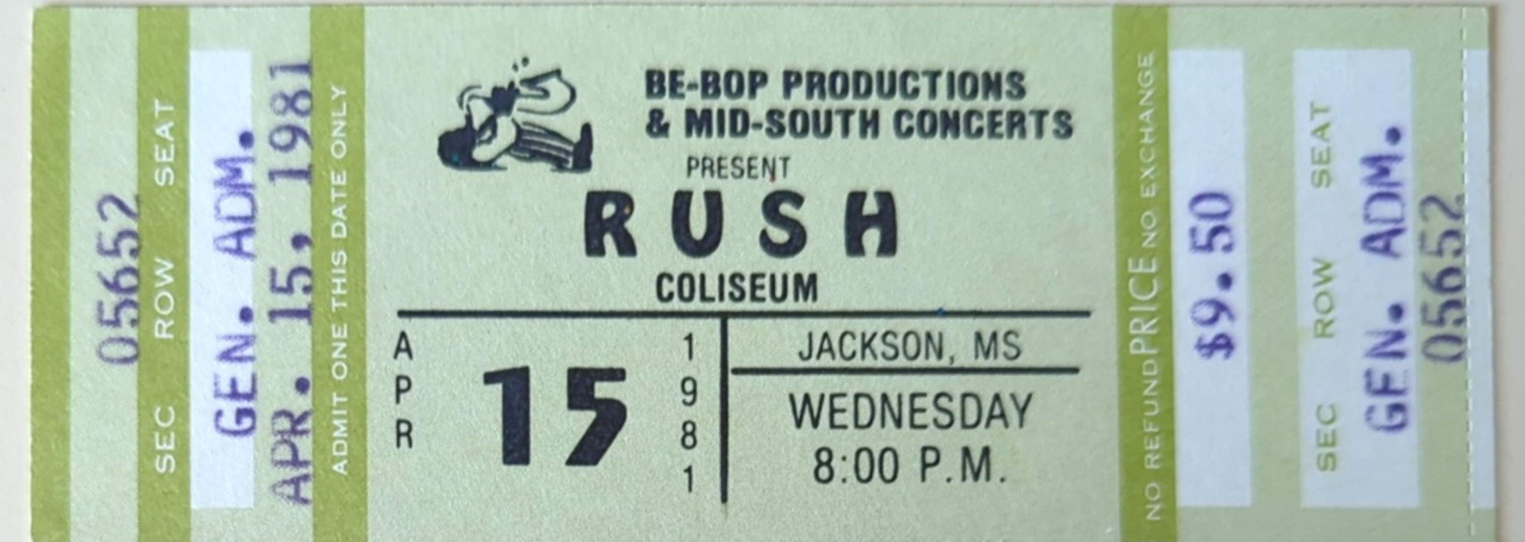 Rush - 1981 Original Vintage Concert Ticket GA 05652