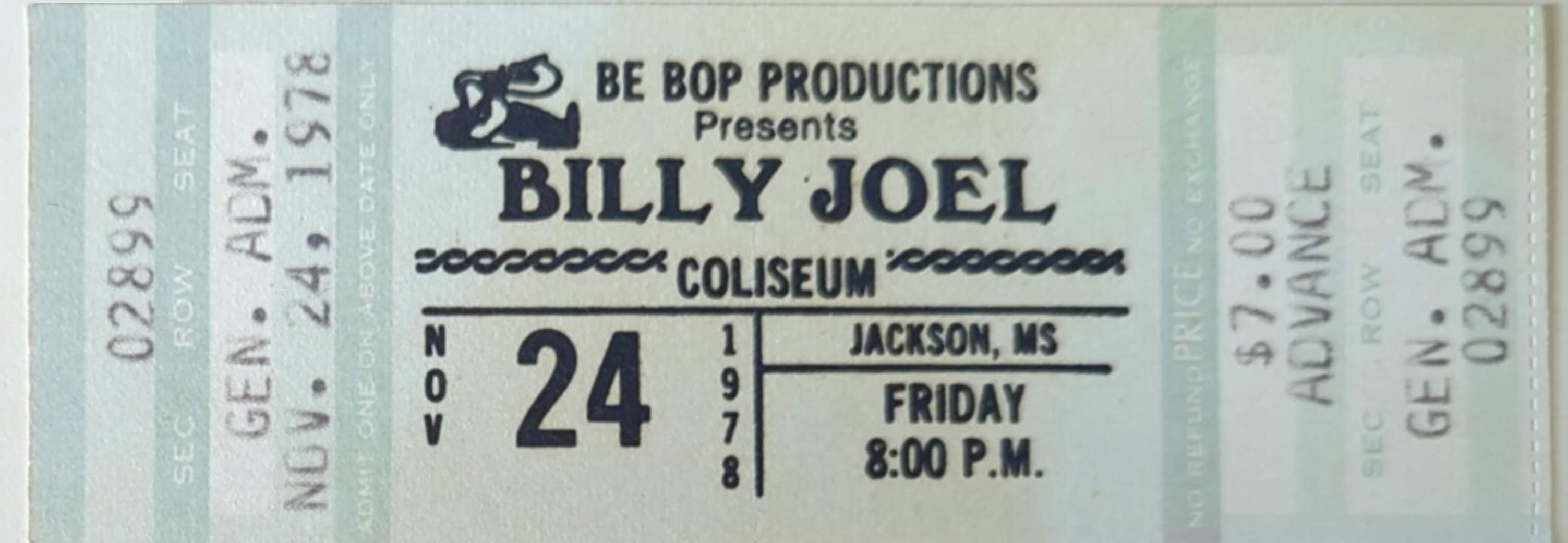 Billy Joel - 1978 Original Vintage Concert Ticket
