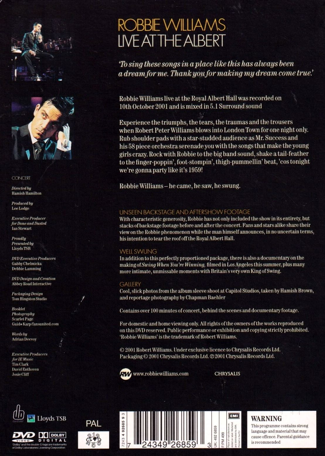 Robbie Williams - Live At The Albert DVD