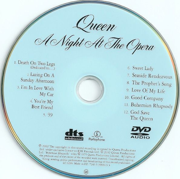 Queen – A Night At The Opera DVD-Audio Disc