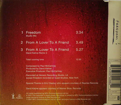 Paul McCartney & Wings - Freedom / From A Lover To A Friend CD Single