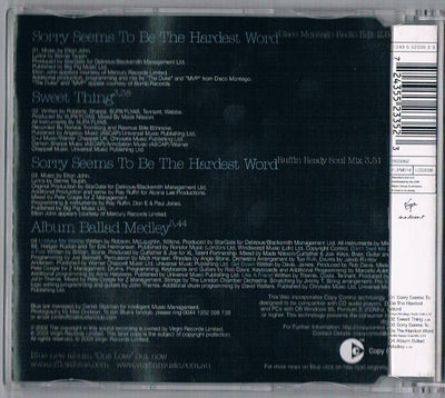 Blue Featuring Elton John - Sorry Seems To Be The Hardest Word 4 Track CD Single