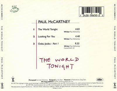 Paul McCartney - The World Tonight CD Single