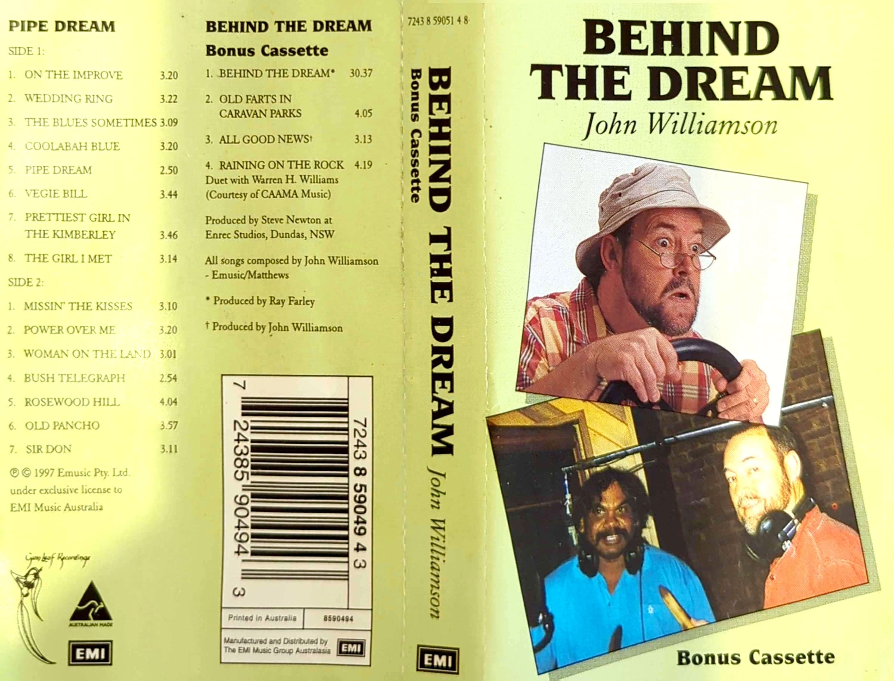 John Williamson – Pipe Dream Limited Ed Bonus Pack Autographed 2 Cassette (Bonus Behind The Dream Cassette)