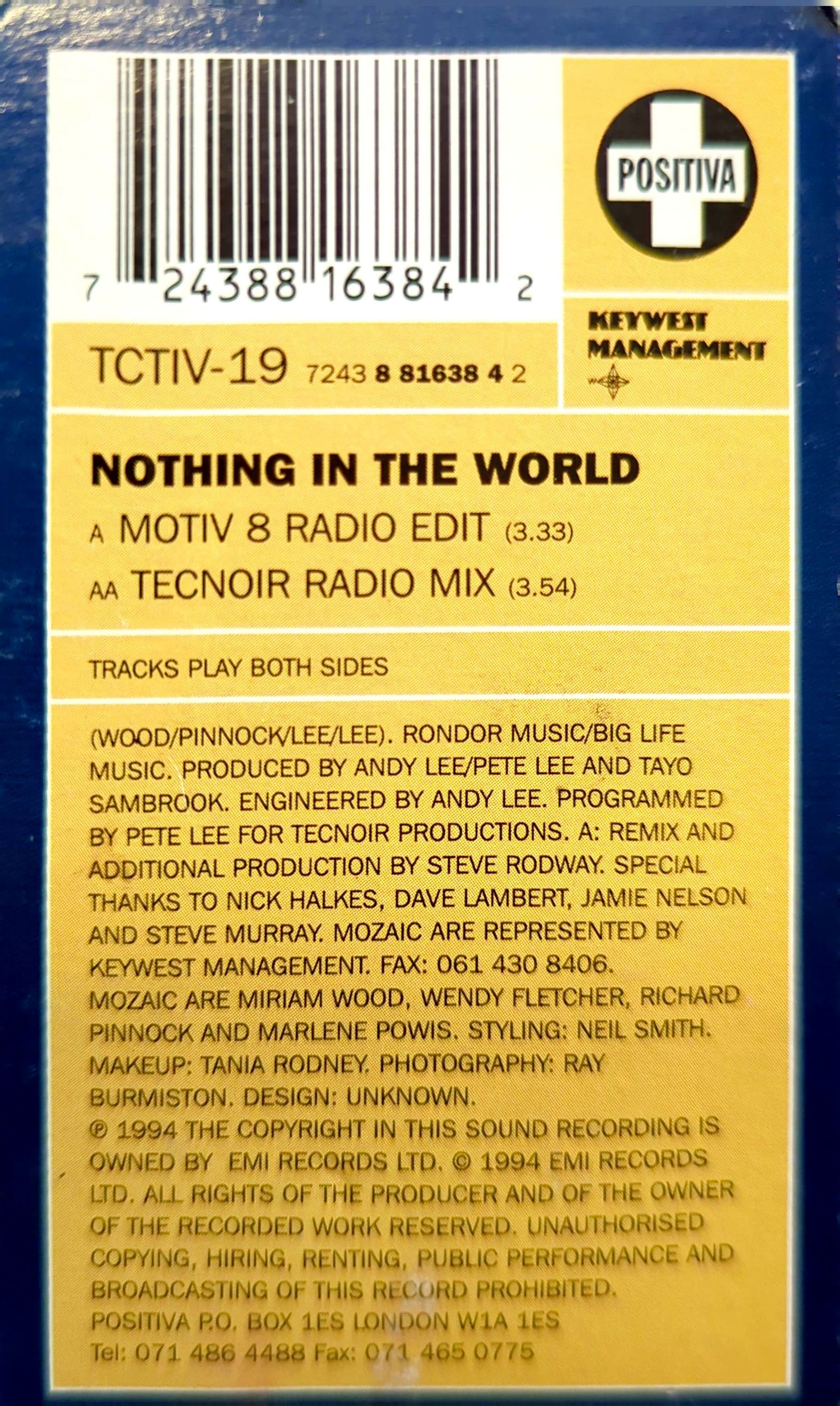Mozaic - Nothing In The World Cassette Single Tape