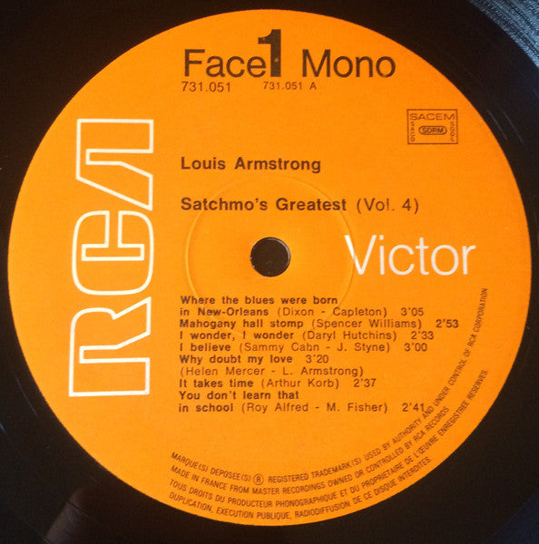 Louis Armstrong - Satchmo's Greatest Vol. 4 1946-1947 Vinyl LP (Used)
