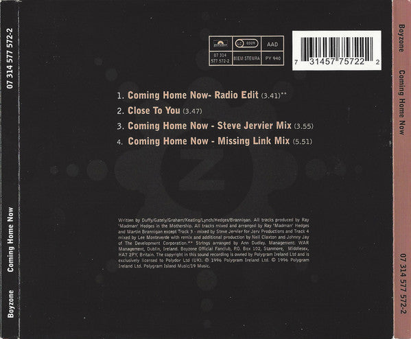 Boyzone - Coming Home Now 4 Track CD Single