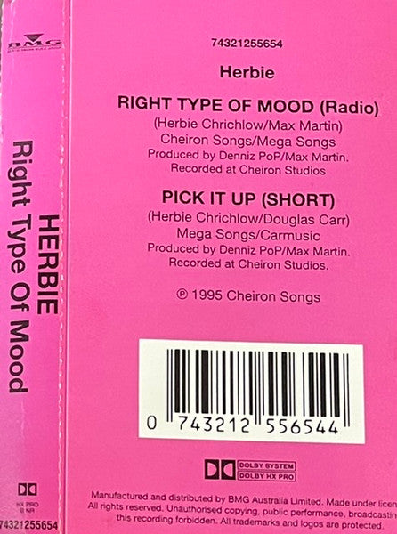 Herbie - Right Type Of Mood Cassette Single Tape