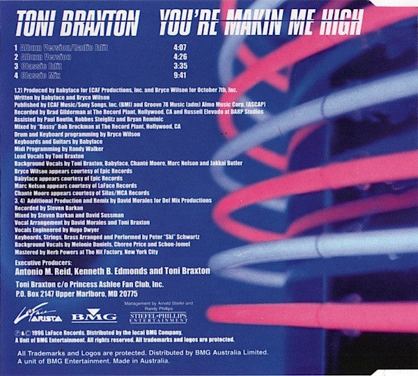 Toni Braxton - You're Makin' Me High 4 Track CD Single