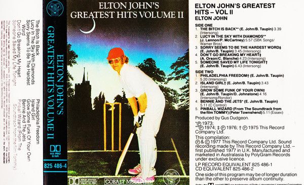 Elton John - Elton John's Greatest Hits Volume II Cassette Tape