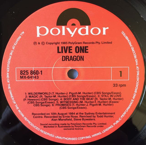 Dragon - Live One Reissue Vinyl LP (Used)