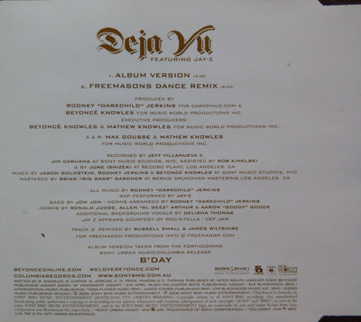 Beyonce Featuring Jay-Z - Deja Vu 2 Track CD Single