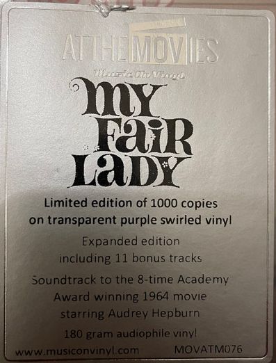 Soundtrack - Audrey Hepburn & Rex Harrison - My Fair Lady Purple Transparent Swirl Coloured Vinyl Reissue Remastered 2LP (Used)