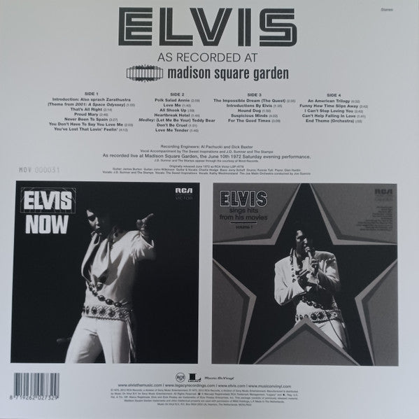Elvis Presley - Elvis As Recorded At Madison Square Garden Limited Edition White Marbled Coloured Vinyl 2LP (Used)