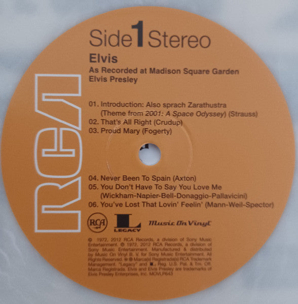 Elvis Presley - Elvis As Recorded At Madison Square Garden Limited Edition White Marbled Coloured Vinyl 2LP (Used)