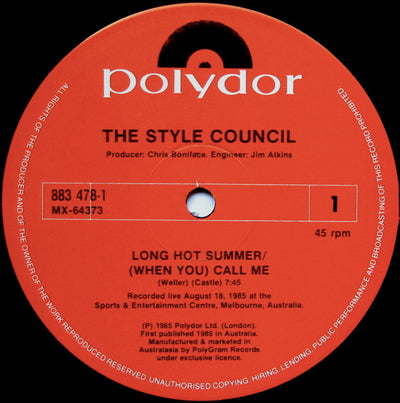 Style Council - Long Hot Summer/(When You) Call Me 12" Vinyl Single (Used)