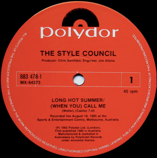 Style Council - Long Hot Summer/(When You) Call Me 12" Vinyl Single (Used)