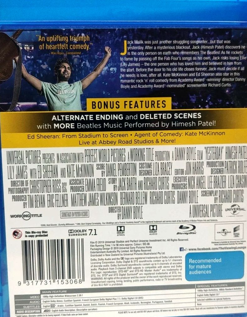 Yesterday (2019) Blu-Ray DVD (New)