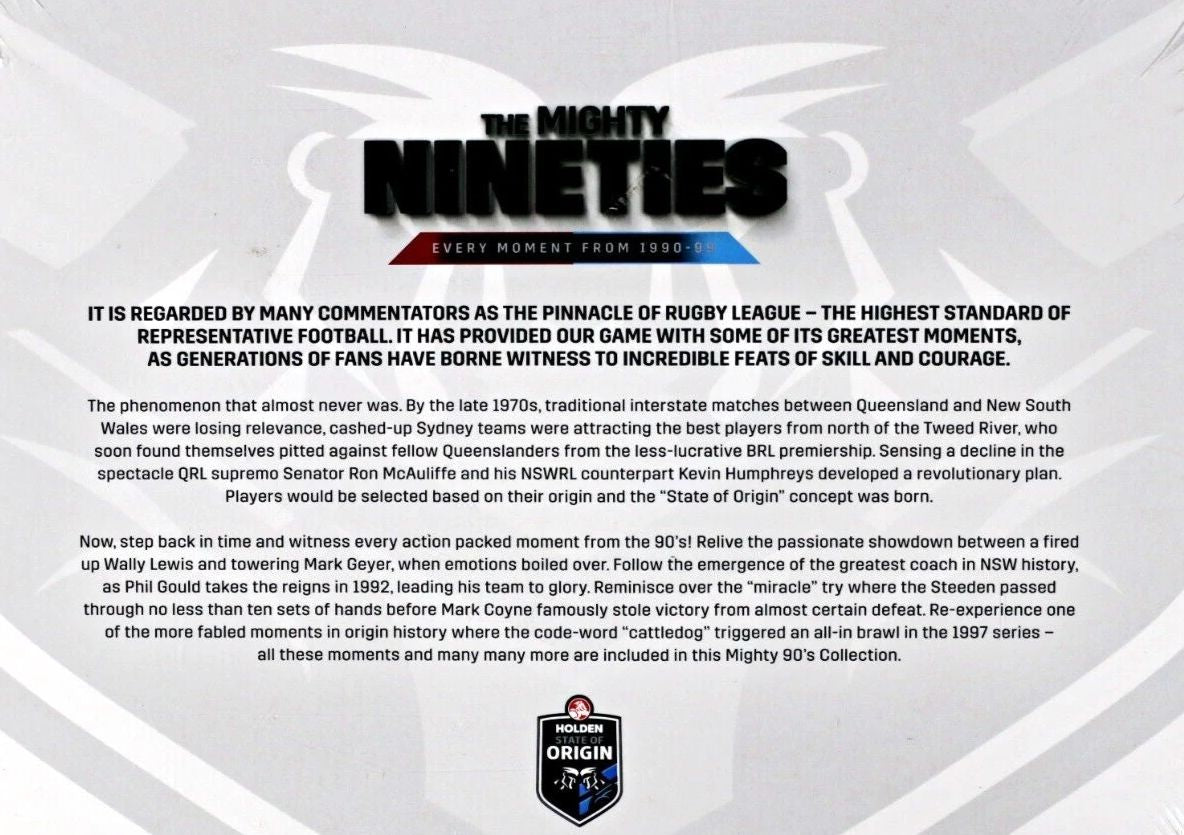 NRL State Of Origin - The Mighty Nineties Complete 20 DVD Boxset (Used)