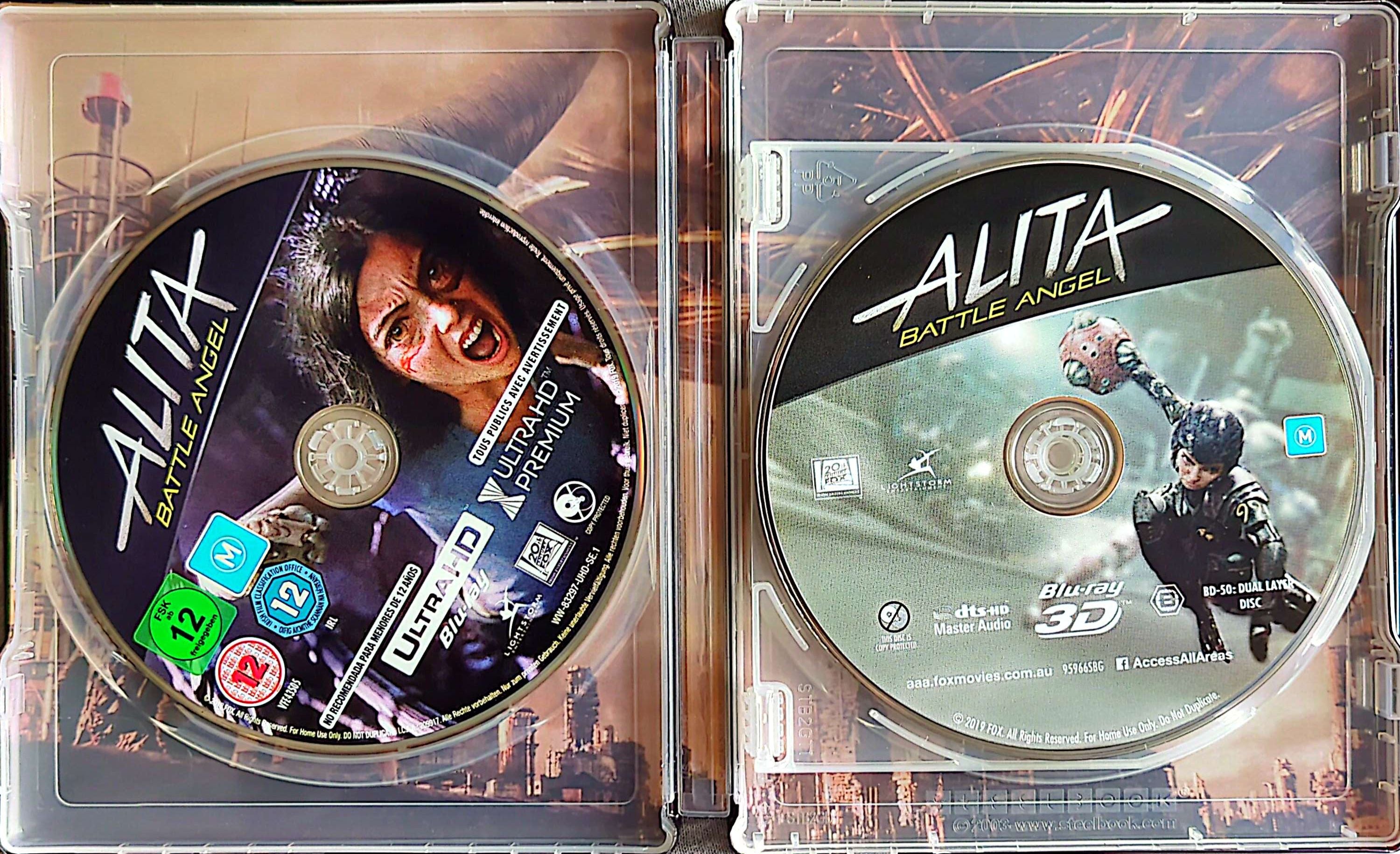 Alita: Battle Angel (2019) Ltd Ed Steelbook 4K Ultra HD + 3D + Blu-Ray + Bonus Disc (Used)