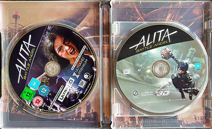 Alita: Battle Angel (2019) Ltd Ed Steelbook 4K Ultra HD + 3D + Blu-Ray + Bonus Disc (Used)