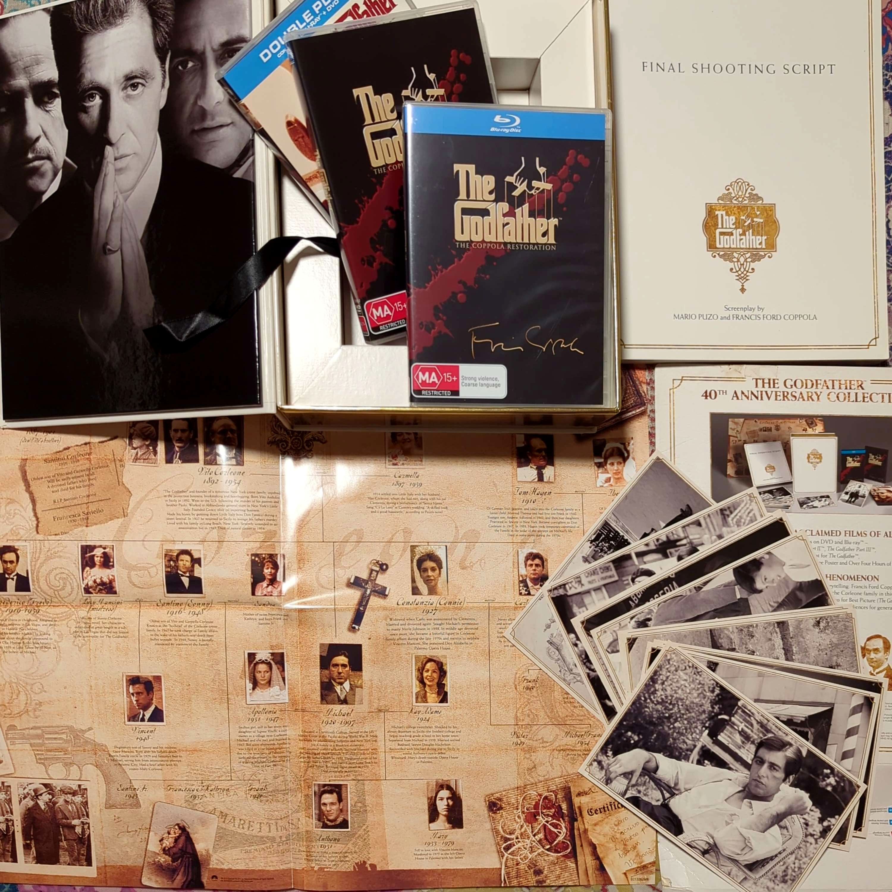 Godfather 40th Anniversary Collection Collectors Edition Blu-Ray/DVD Boxset w/Script, Postcards, Poster