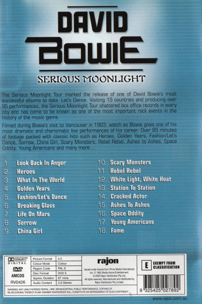 David Bowie – Serious Moonlight (2005) DVD